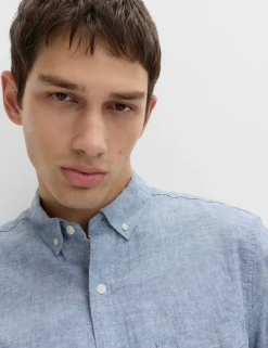 Regular Fit Linen Rich Short Sleeve Shirt