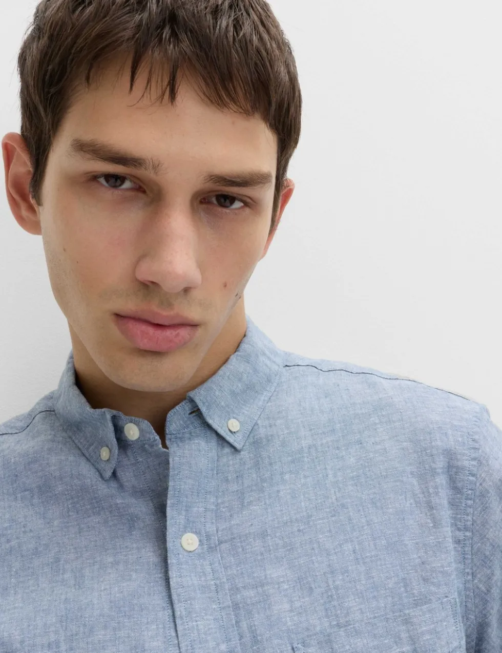 Regular Fit Linen Rich Short Sleeve Shirt