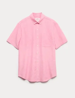 Regular Fit Linen Rich Short Sleeve Shirt