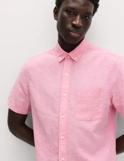 Regular Fit Linen Rich Short Sleeve Shirt