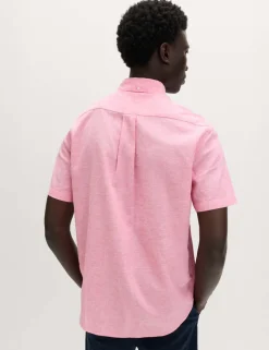 Regular Fit Linen Rich Short Sleeve Shirt