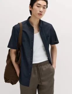 Regular Fit Linen Rich Short Sleeve Shirt