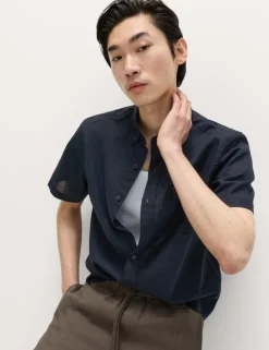 Regular Fit Linen Rich Short Sleeve Shirt