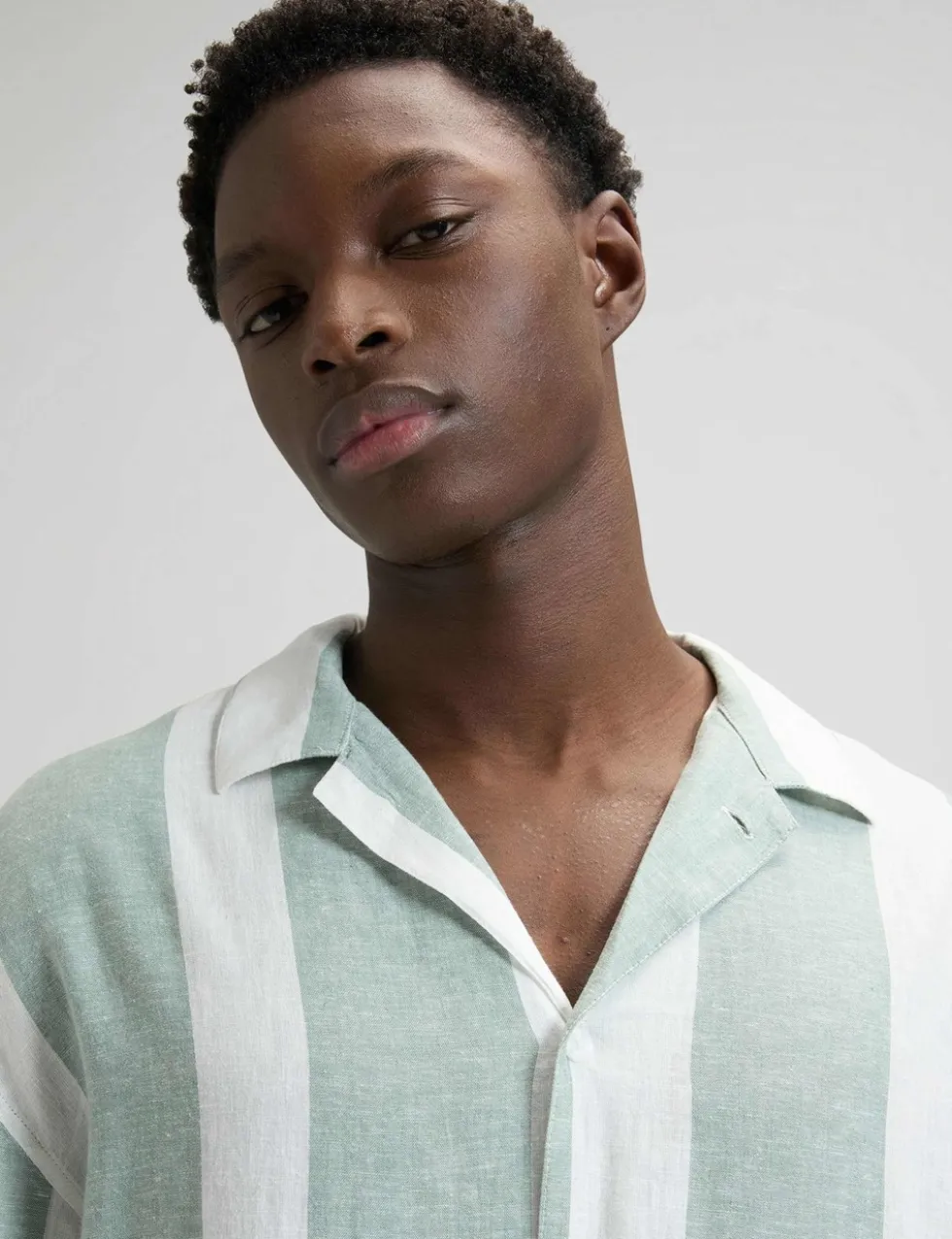 Regular Fit Linen Rich Striped Short Sleeve Shirt