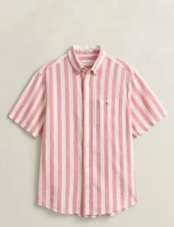 Regular Fit Linen Rich Striped Shirt