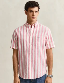 Regular Fit Linen Rich Striped Shirt
