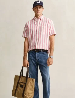 Regular Fit Linen Rich Striped Shirt