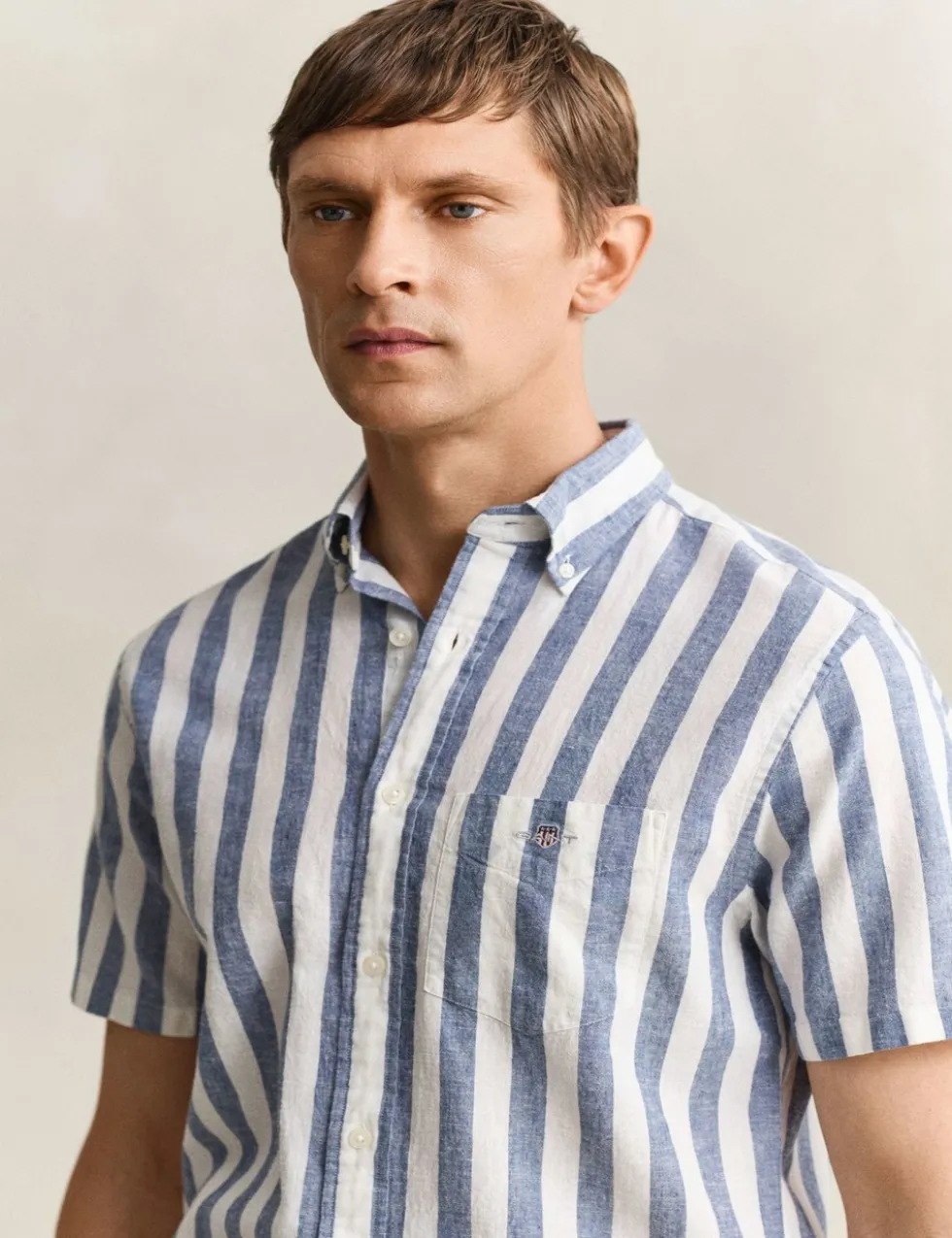 Regular Fit Linen Rich Striped Shirt