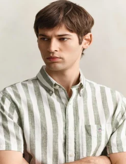 Regular Fit Linen Rich Striped Shirt