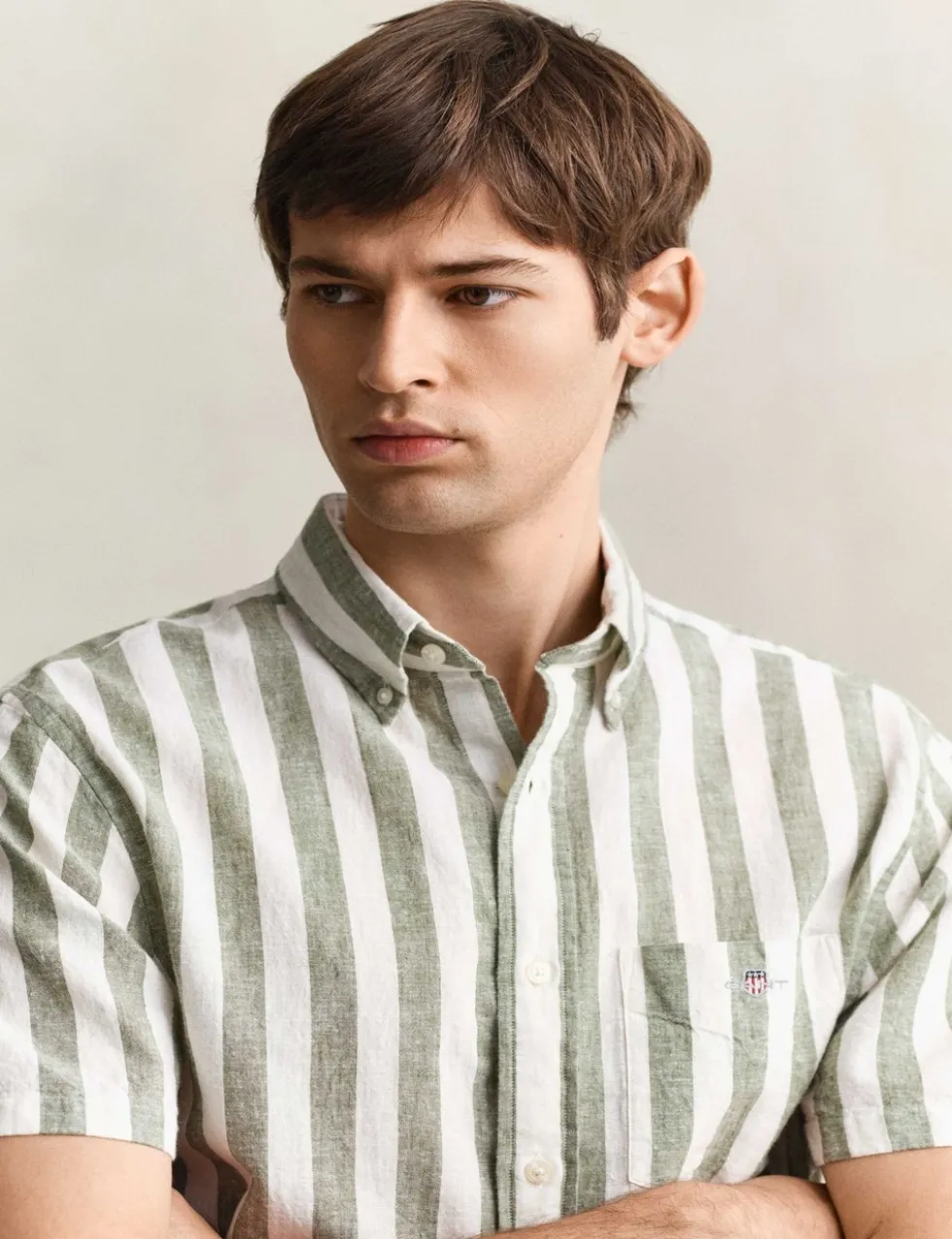 Regular Fit Linen Rich Striped Shirt