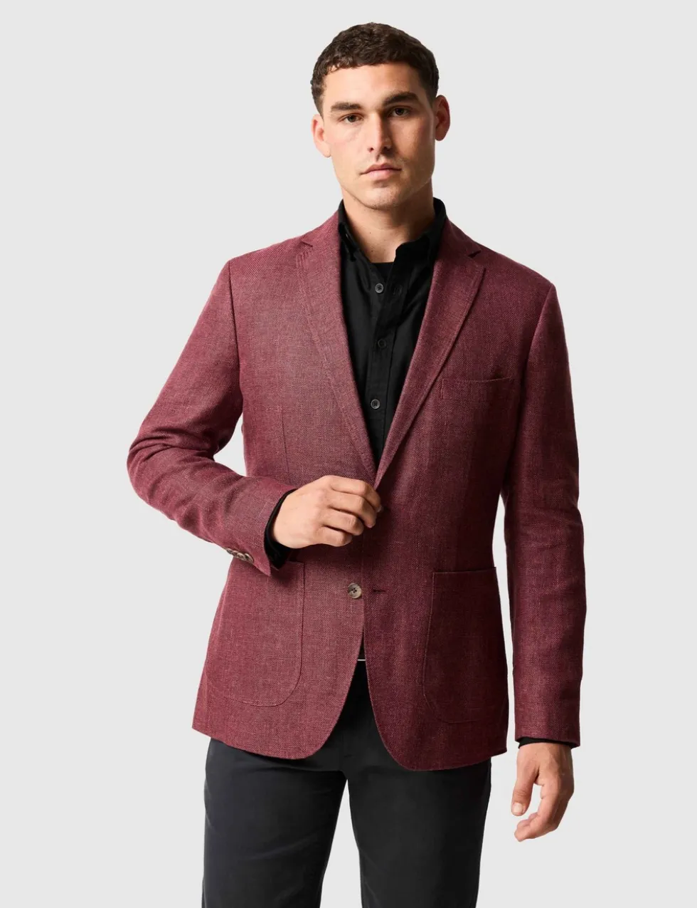 Regular Fit Linen Rich Textured Blazer