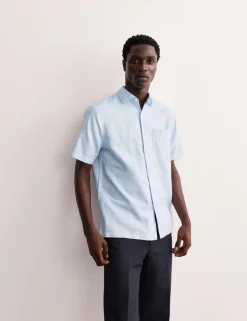 Regular Fit Luxury Linen Cotton Short Sleeve Shirt