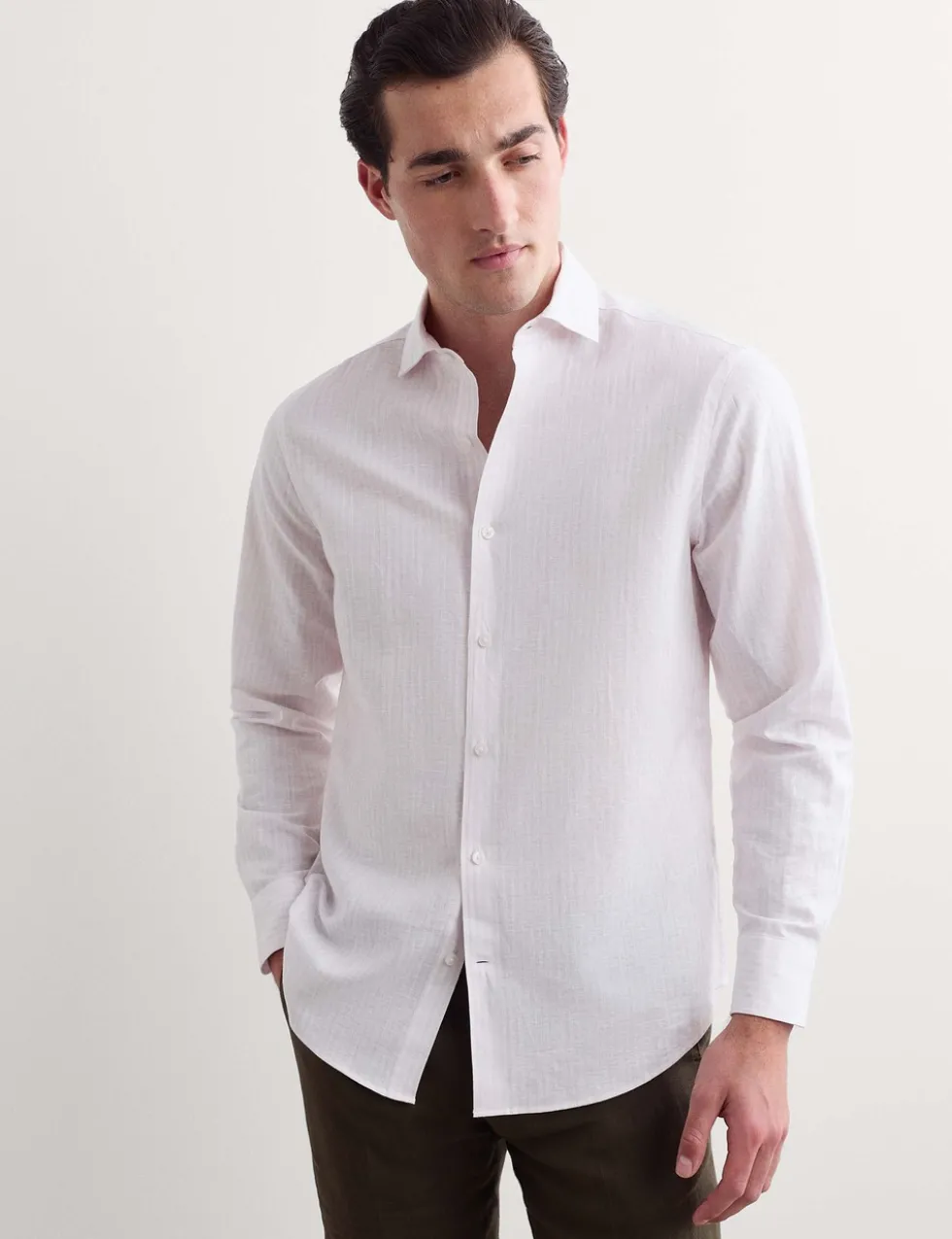 Regular Fit Luxury Linen Cotton Striped Shirt