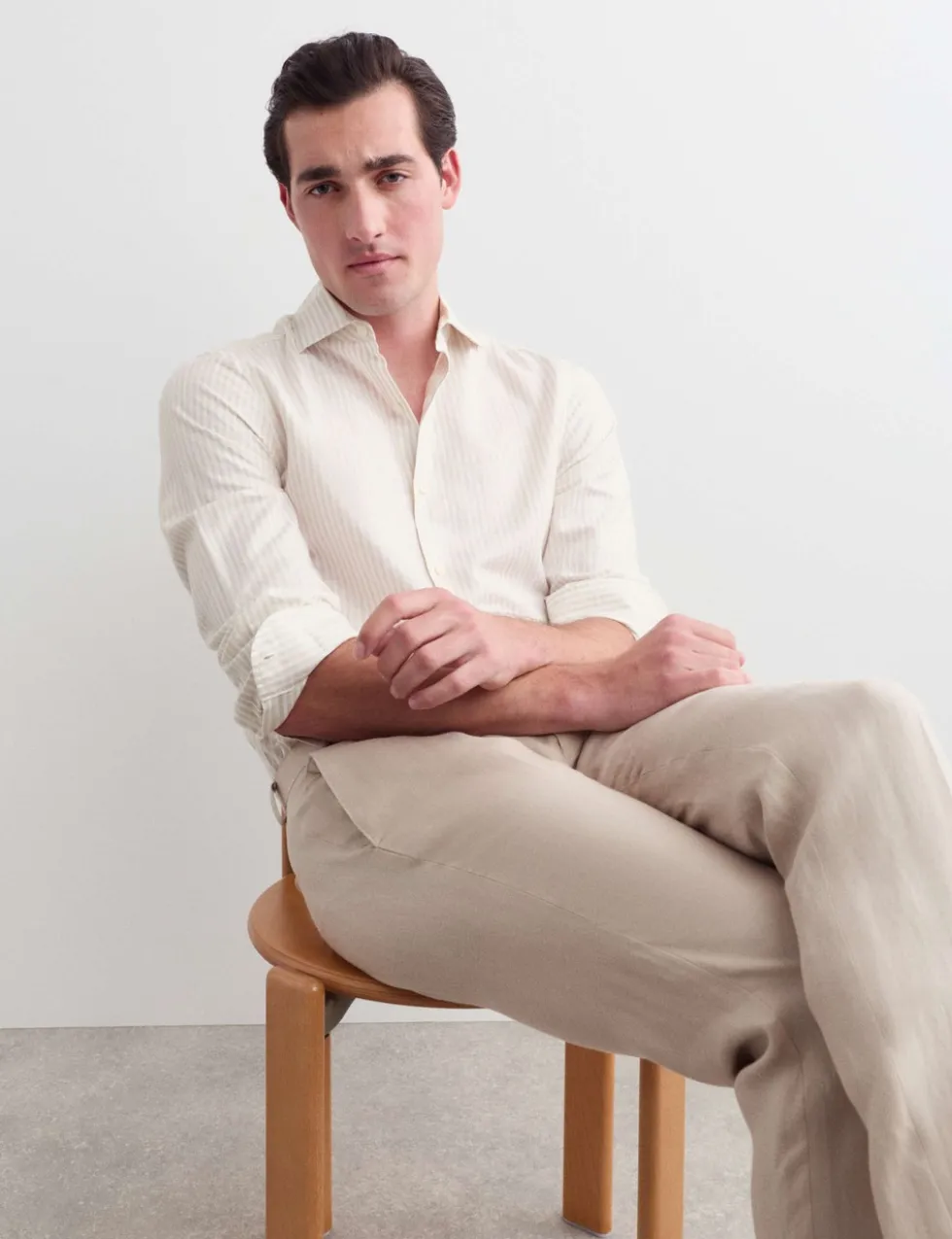 Regular Fit Luxury Linen Cotton Striped Shirt