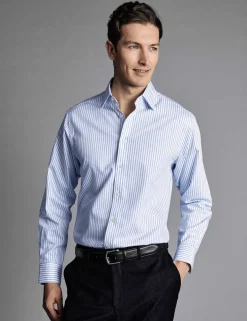 Regular Fit Non-Iron Pure Cotton Twill Striped Shirt