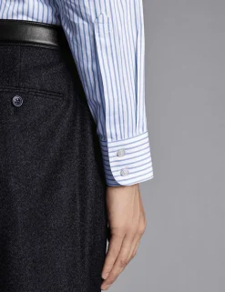 Regular Fit Non-Iron Pure Cotton Twill Striped Shirt