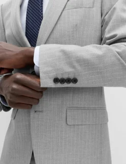 Regular Fit Pinstripe Stretch Suit Jacket