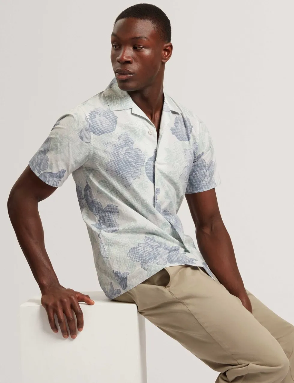 Regular Fit Pure Cotton Floral Short Sleeve Shirt