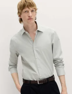 Regular Fit Pure Cotton Marl Shirt