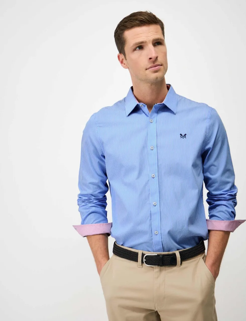 Regular Fit Pure Cotton Striped Poplin Shirt
