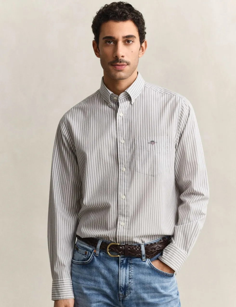 Regular Fit Pure Cotton Striped Oxford Shirt