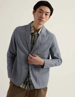 Regular Fit Pure Cotton Textured Blazer
