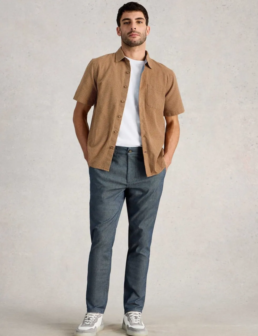 Regular Fit Pure Cotton Tile Pattern Shirt