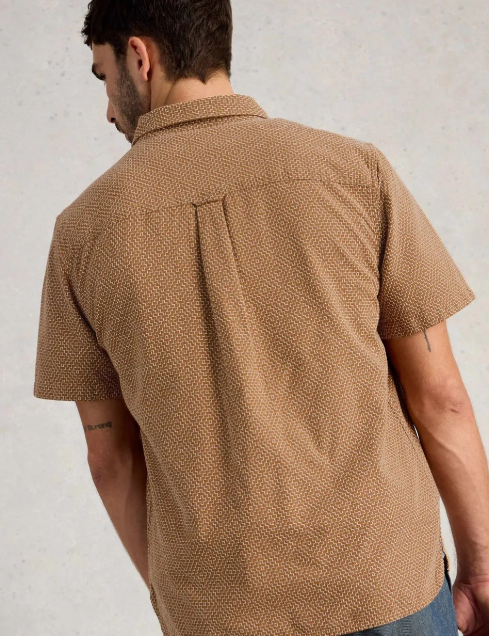 Regular Fit Pure Cotton Tile Pattern Shirt
