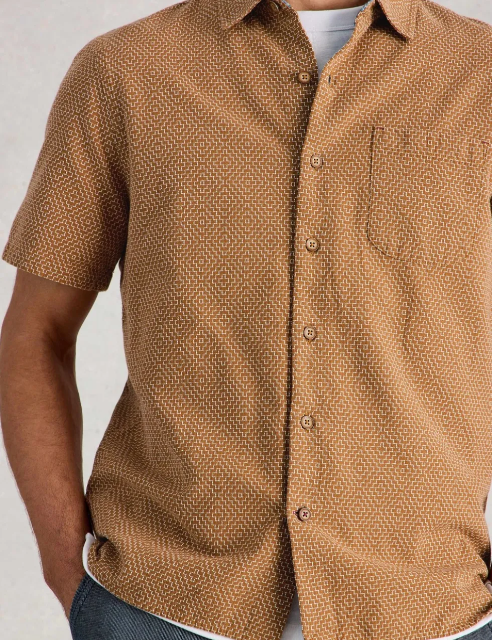 Regular Fit Pure Cotton Tile Pattern Shirt