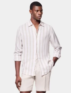 Regular Fit Pure Linen Large Stripe Shirt