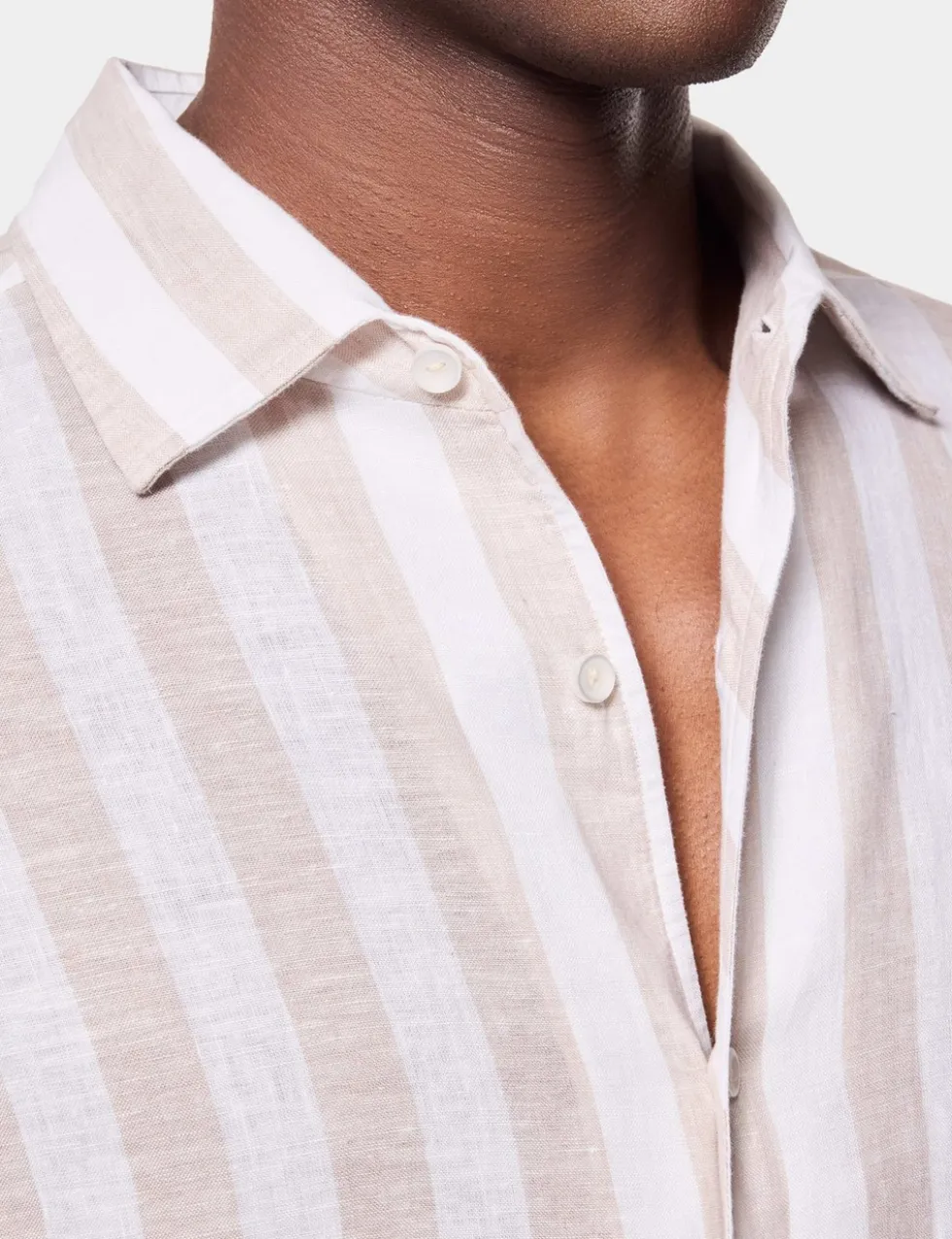 Regular Fit Pure Linen Large Stripe Shirt