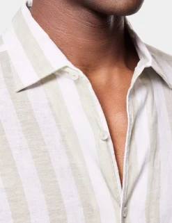 Regular Fit Pure Linen Large Stripe Shirt