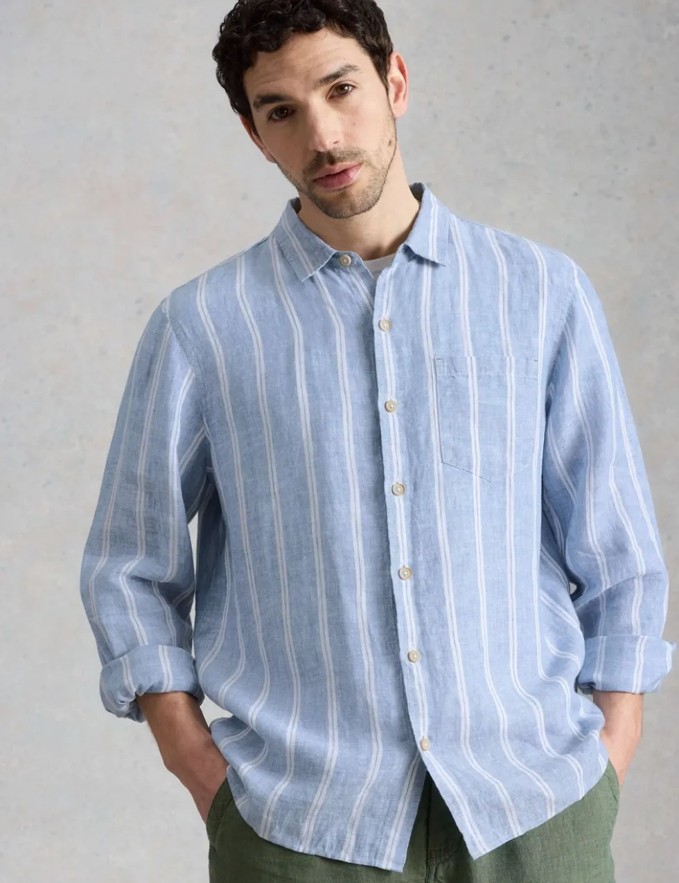 Regular Fit Pure Linen Striped Shirt
