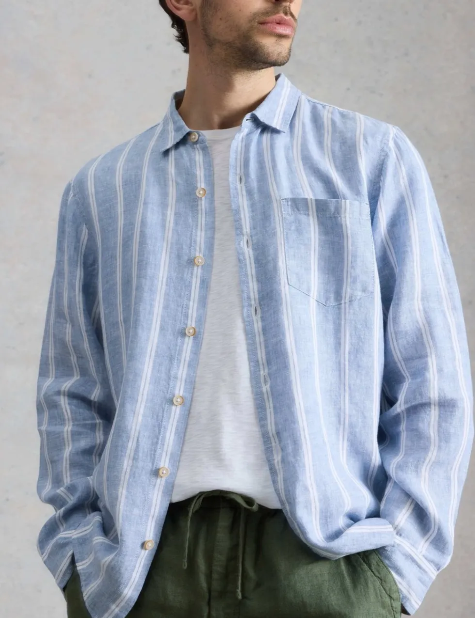 Regular Fit Pure Linen Striped Shirt