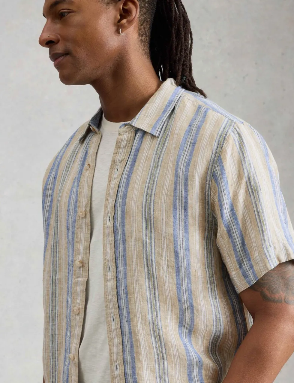 Regular Fit Pure Linen Striped Shirt