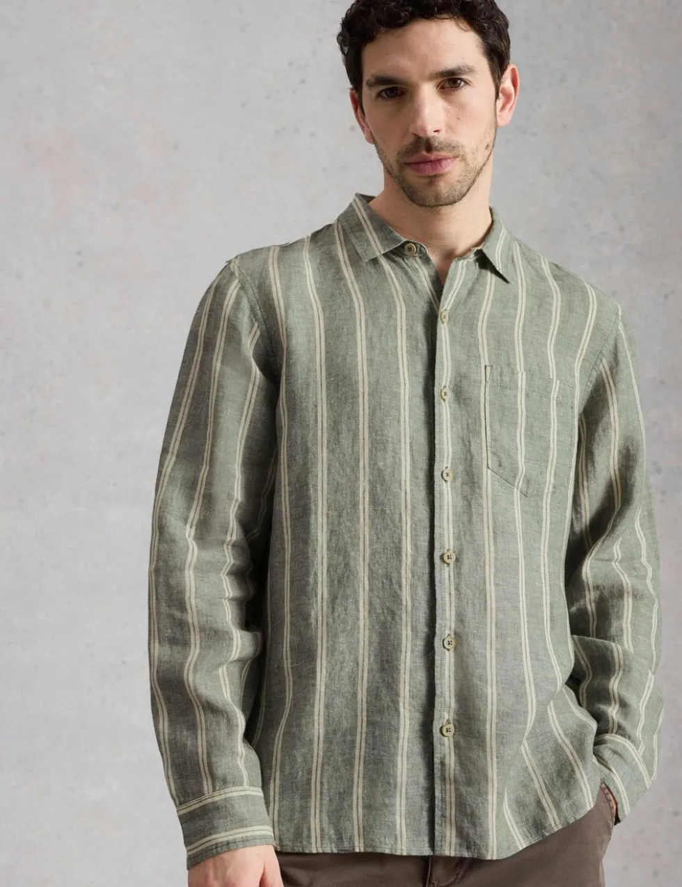Regular Fit Pure Linen Striped Shirt