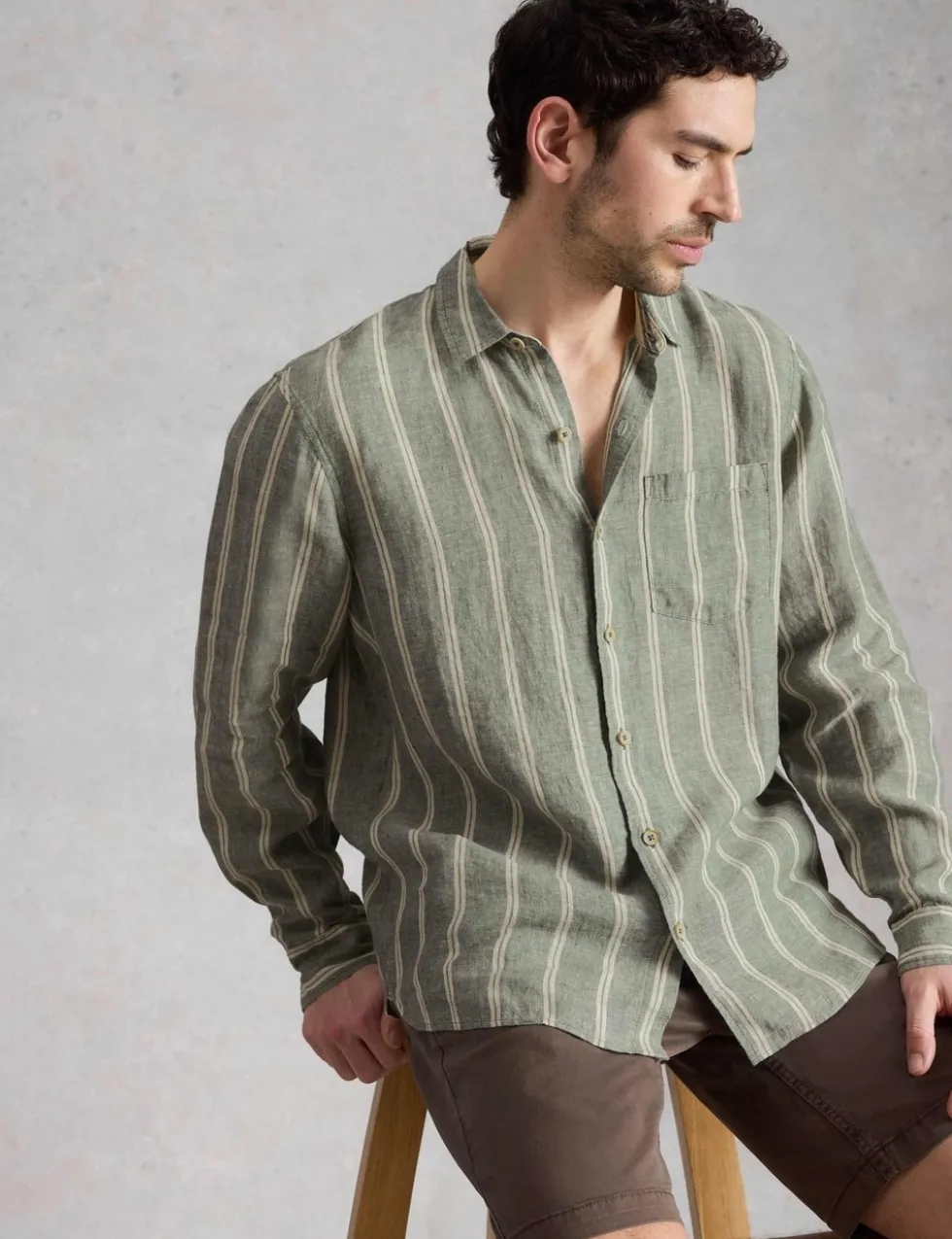 Regular Fit Pure Linen Striped Shirt
