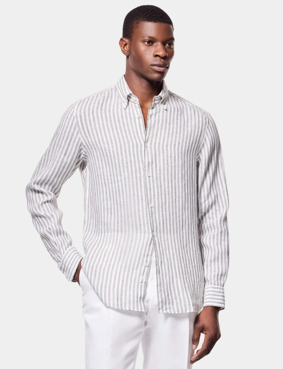 Regular Fit Pure Linen Striped Shirt