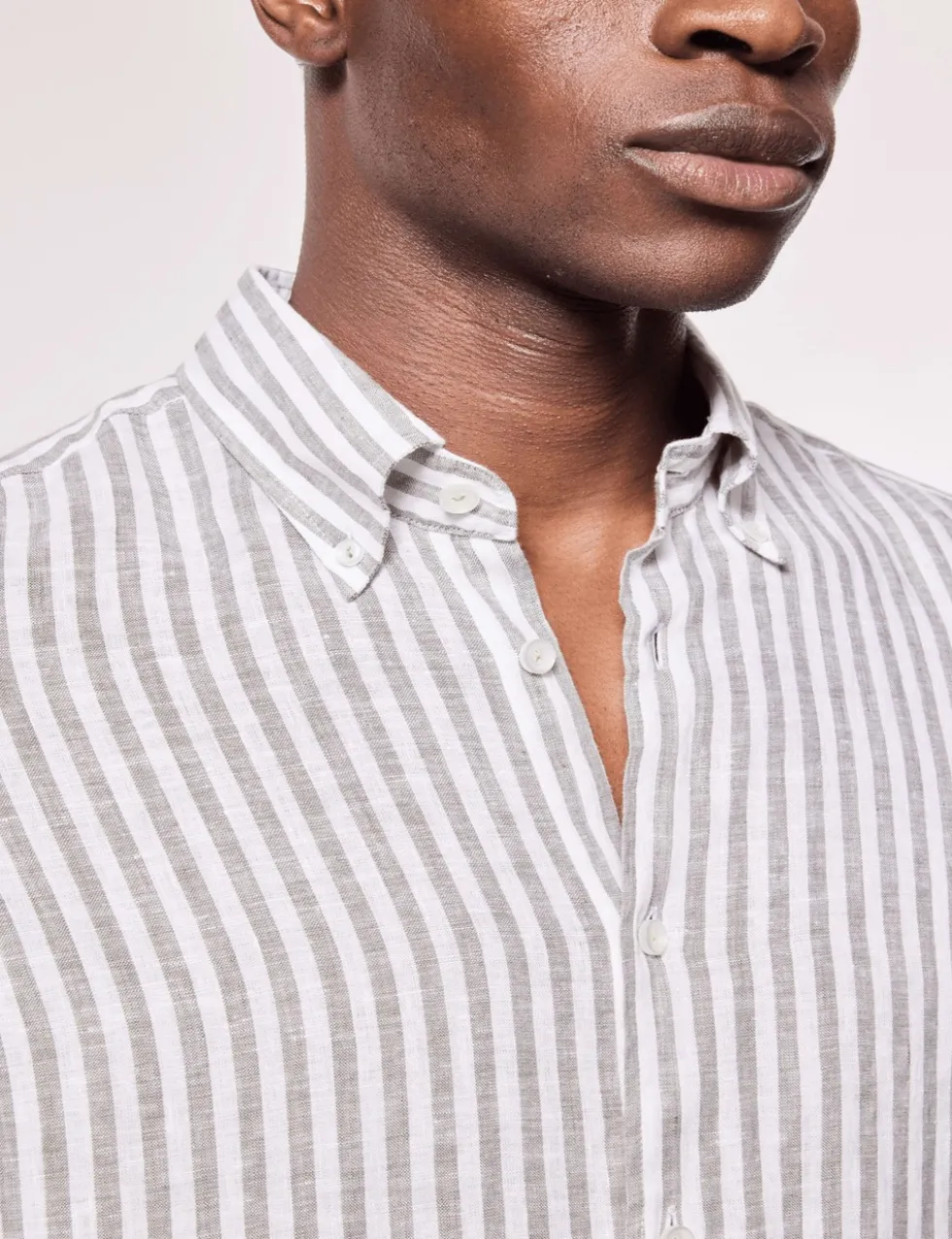 Regular Fit Pure Linen Striped Shirt