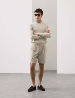 Regular Fit Textured Linen Shorts