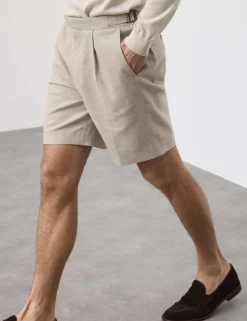 Regular Fit Textured Linen Shorts