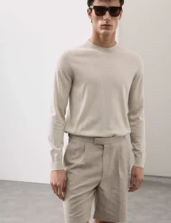 Regular Fit Textured Linen Shorts