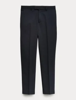 Regular Fit Textured Stretch Suit Trousers