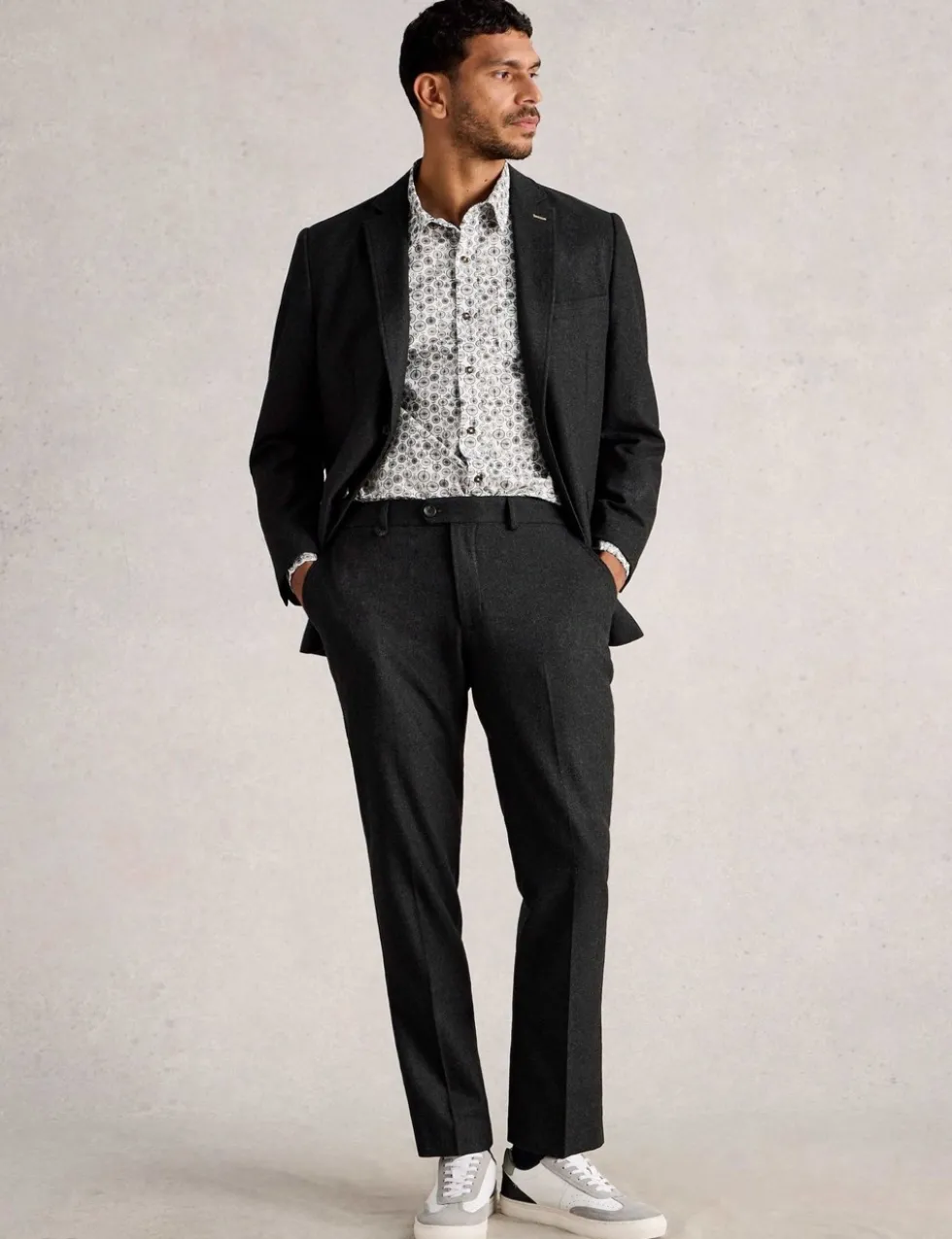 Regular Fit Wool Blend Trousers