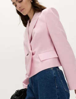 Relaxed Double Breasted Blazer with Linen