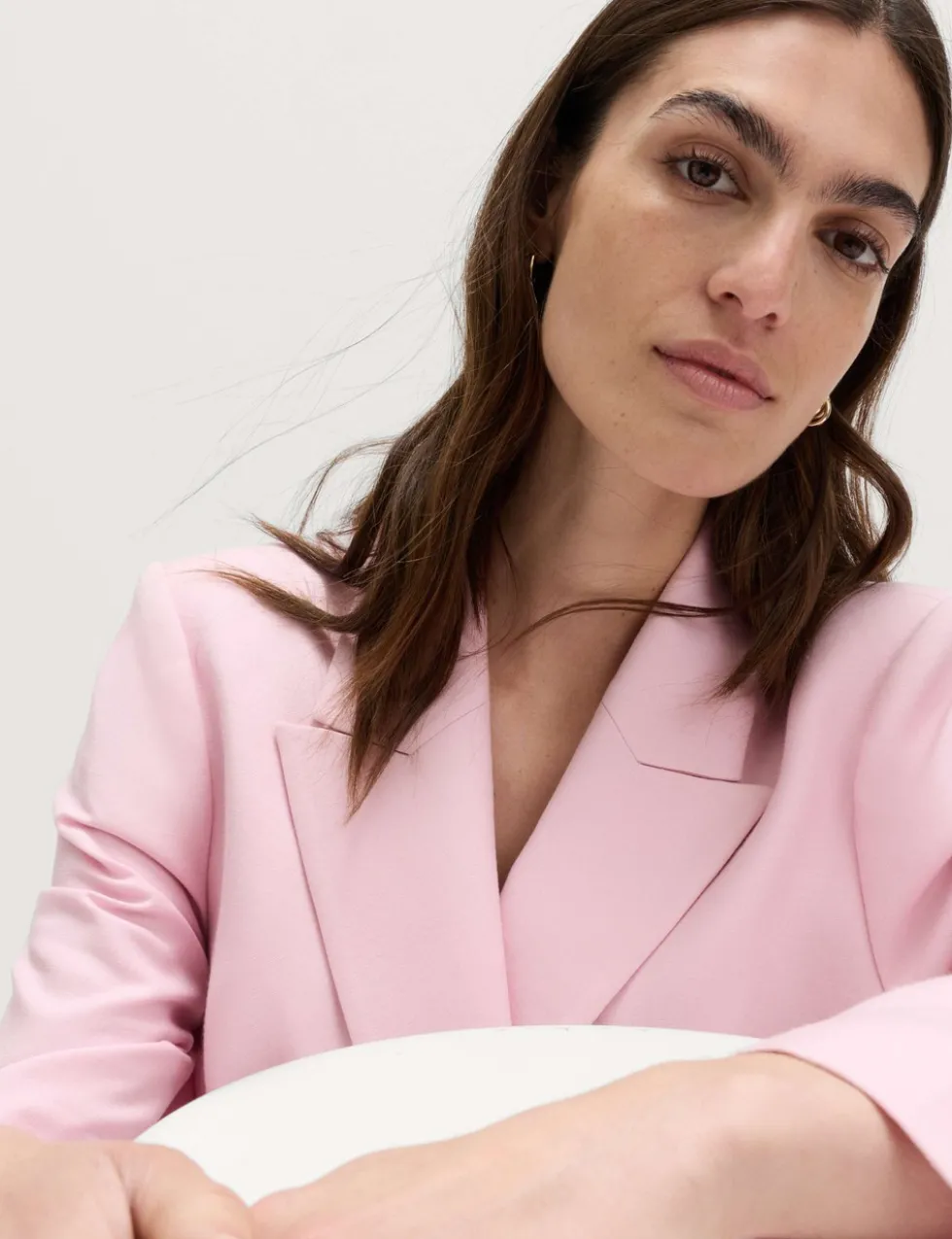 Relaxed Double Breasted Blazer with Linen