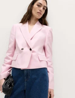 Relaxed Double Breasted Blazer with Linen