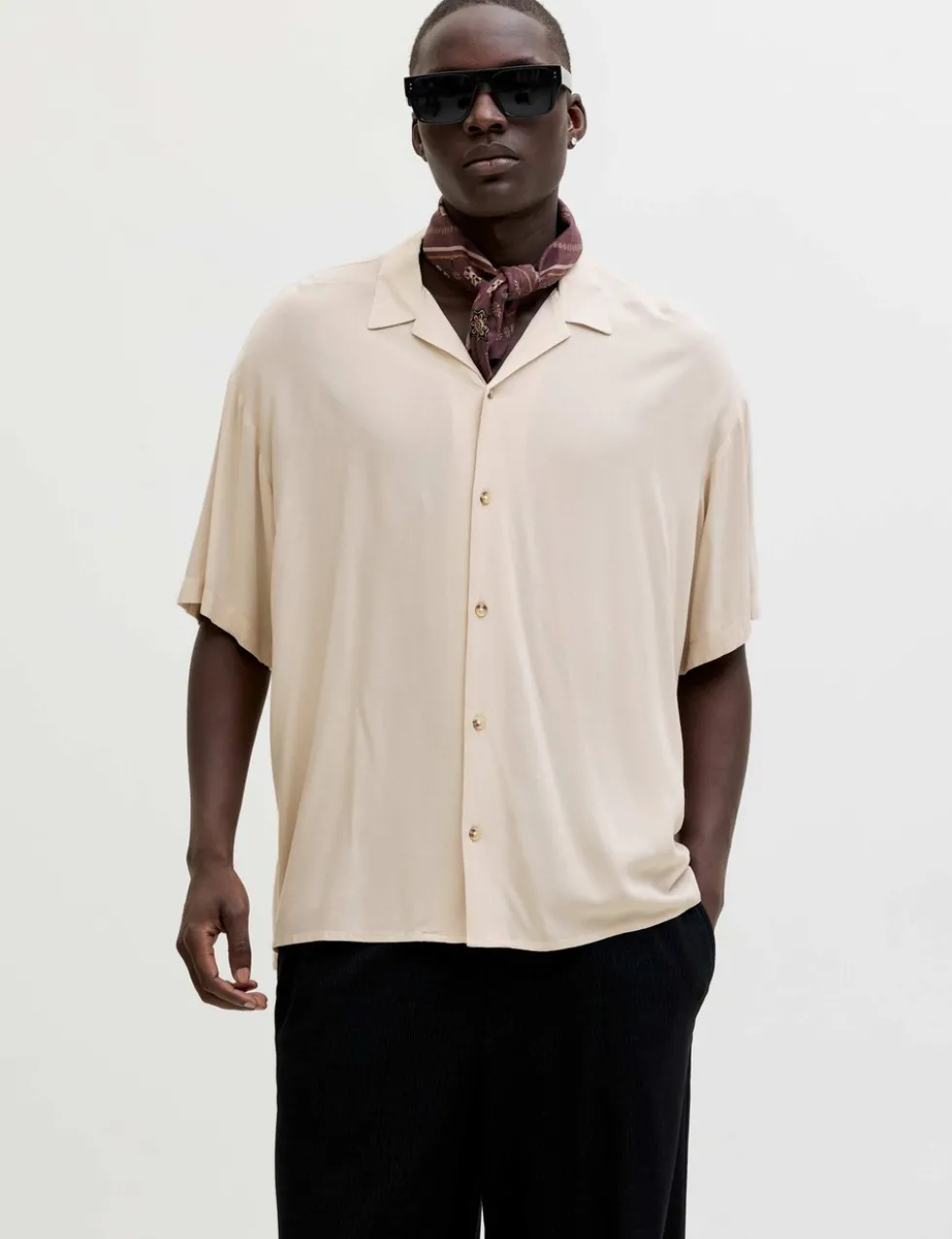 Relaxed Fit Camp Collar Short Sleeve Shirt