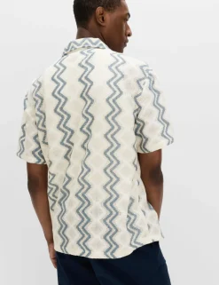 Relaxed Fit Cotton Blend Short Sleeve Shirt