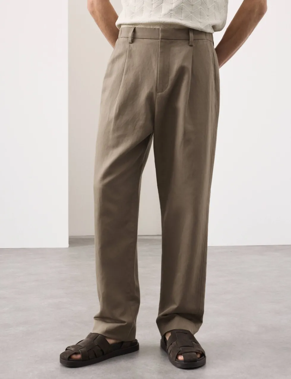 Relaxed Fit Cotton Linen Blend Trousers
